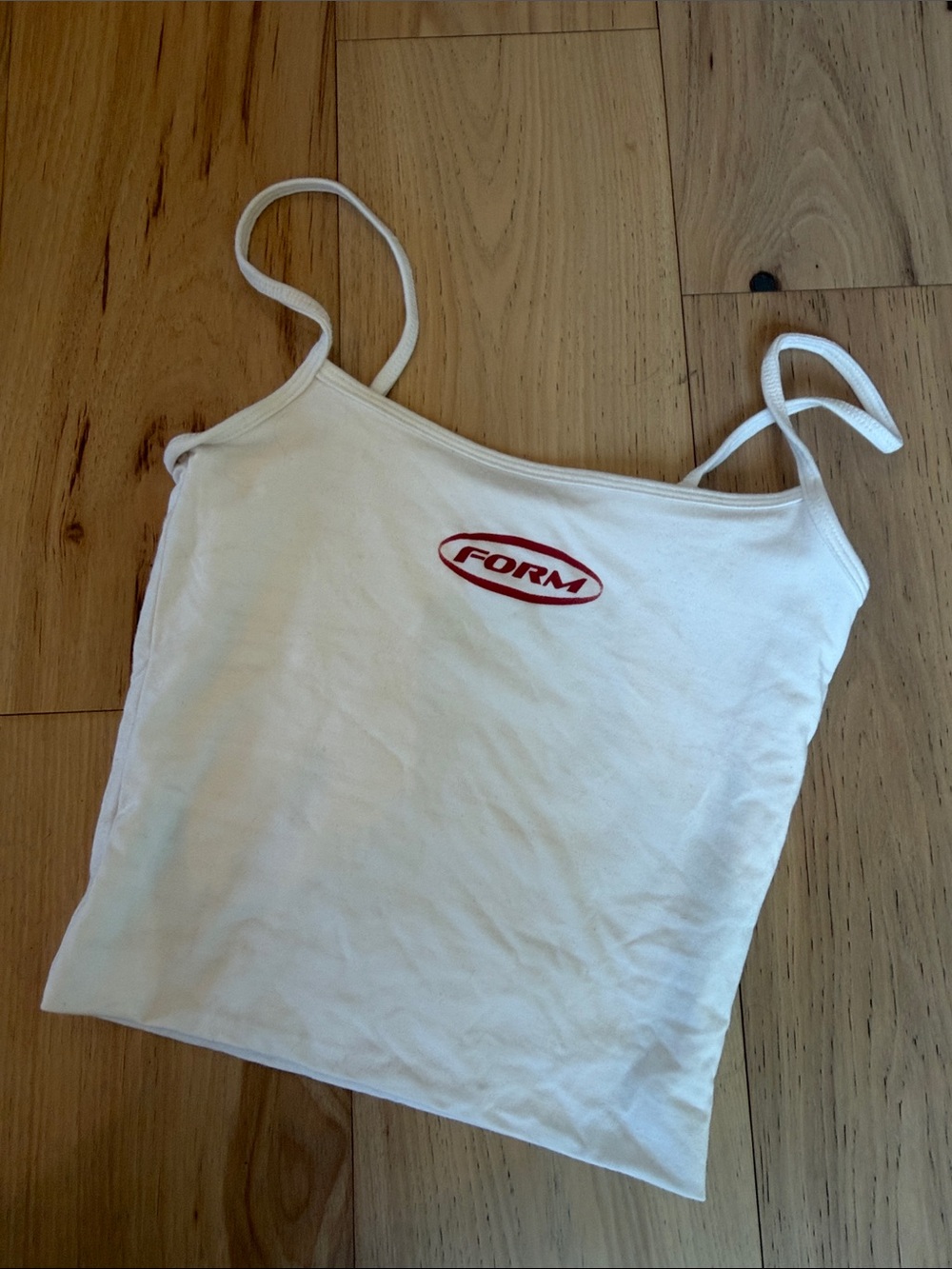 FORM White Spaghetti Strap Crop Tank Top